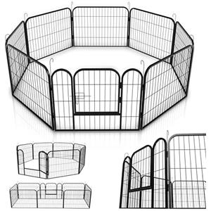 Juskys recinto per cuccioli - box 8 pezzi in metallo con porta - per cani, conigli e piccoli animali (160×160×60 cm)