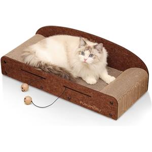 FUKUMARU Tiragraffi per Gatti in Feltro e Cartone Resistente 66cm, Tiragraffi con 2 Cartoni Sostitutivi,Cuscini Laterali Arrotondati e Funzione Lettino Integrato per Graffi e Riposo (Sicuro e Morbido)