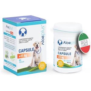 Aloeplus capsule cani 11+ kg. - Integratore naturale a base di aloe arborescens biologica italiana per il benessere dei cani da 11 kg. in su