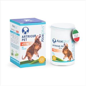 ALOEPLUS Artricur Pet Integratore Articolazioni Cane 11+ Kg - 100% Naturale con Aloe Arborescens BIO, Spirulina, Boswellia e Artiglio del Diavolo, Rinforza e Protegge le Articolazioni, 60 Capsule