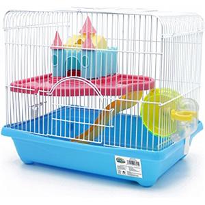 BPS BUENA PET SHOP BPS® BPS-1341 - Gabbia per criceti, con scaletta, abbeveratoio, ruota e casetta; speciale, alta qualità, multicolore; colore aleatorio, misura XL 35 x 26 x 31 cm
