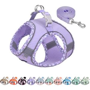 AIITLE Pettorina per cani anti-fuga, gilet anti-tiro con guinzaglio, strisce riflettenti, imbracature regolabili per animali domestici all'aperto per cani di taglia media, Viola L