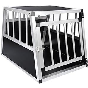 EUGAD Trasportino Cane Auto, Trasportino Cani in Alluminio, Box da Cani per Auto con Chiusura, Cuccia per Cane da Esterno, Kennel per Canette per Trasporto Viaggio 54x69x51cm