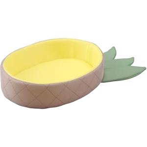 Iris Ohyama, Cuccia termica/cuccia divertente per canicuscino bifacciale con lato estivo e invernale, fondo antiscivolo per gatto e cane di piccola taglia - Pet Bed PCB-20P, Ananas