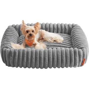 Feandrea Cuccia per Cani di Taglia Media, Lettino Ortopedico per Animali Domestici, Sfoderabile e Lavabile, Tappeto Soffice, Imbottitura Morbida, 71 x 55 x 18 cm, Grigio Tortora PGW311GD01