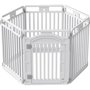 Gupamiga Recinto per Cani Cuccioli da Interno o Esterno, Box per Cani, Gabbia per Cuccioli con Cancelletto, Solido e Smooth, Installazione semplice, Bianco (130x65x80cm)