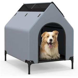 COSTWAY Casetta per Cani, Letto Rialzato per Cani con Copertura Rimovibile ed Impermeabile e Finestre Ventilate, Cuccia Cane Esterno ed Interno Taglia Piccola/Media/Grande (64 x 91 x 86 cm)