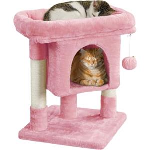 Yaheetech Tiragraffi Albero per Gatti con Posatoio Grande Graffiatoio per Gatti 40,5 x 40,5 x 59 cm Rosa