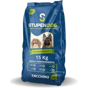 STUPENDOG Crocchette Cani Tacchino 15kg per Cani Adulti di tutte le Taglie in Mantenimento - Croccantini cane - Cibo per cani