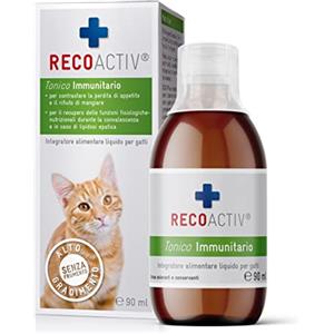 RECOACTIV Tonico Immunitario per gatti, 1 x 90 ml, integratore alimentare per rafforzare il sistema immunitario e prevenire i sintomi di carenze, stimola efficacemente l'appetito