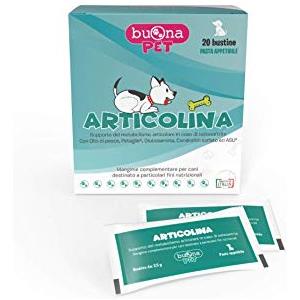 Buona Pet Articolina Integratore Articolazioni Cane 20 Bustine, Mangime Complementare Dietetico per Cani con Omega 3, Petagile®, Glucosamina, Condroitin Solfato, ASU e Pea Levagen Plus®