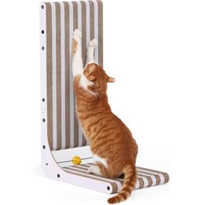 FUKUMARU Tiragraffi per Gatti in Cartone, Letto Graffiatoio Ovale per Gatti da Interno, Tiragraffi Moderno e Resistente a Forma di Cuccia, Protettore per Mobili da Graffiare, Colore Legno