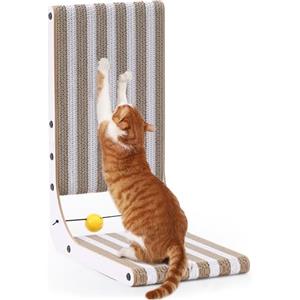 FUKUMARU Tiragraffi per Gatti in Cartone, Letto Graffiatoio Ovale per Gatti da Interno, Tiragraffi Moderno e Resistente a Forma di Cuccia, Protettore per Mobili da Graffiare, Stampa a Pois
