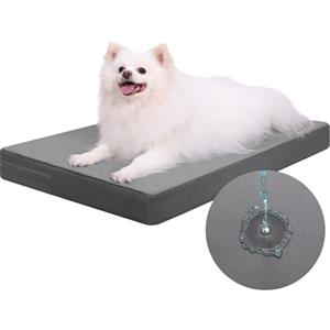 Favodormir Cuccia ortopedica per cani, 58 x 43 cm, rimovibile, impermeabile, in similpelle, per cani, confortevole e rinfrescante, per interni ed esterni, grigio