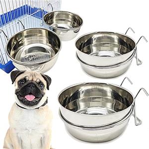 BPS BUENA PET SHOP 2 x mangiatoia per cani in acciaio inox con gancio contenitore per alimenti 4 dimensioni ciotola per cibo appeso per uccelli pappagallo animale piccolo cane BPS-11132 * 2