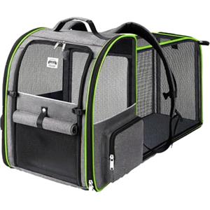 Lekespring Zaino per Cani Gatti Trasportino Espandibile,Pieghevole Cuccia Portatile Traspirante per Cani Piccoli Gatti Medi Fino a 8 KG con 4 Ingressi,per Viaggi Sia Lunghi Che Corti,Verde