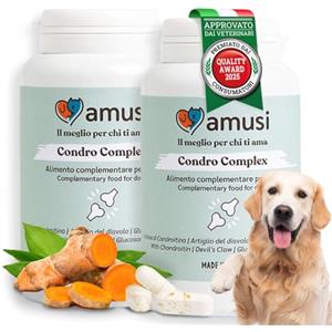 amusi Compresse Integratore Articolazioni Cane - Joint Care Cani Articolazioni - con Condroitina e Glucosamina, Lubrificano Le Cartilagini, Supportano Le Articolazioni, integratori per Cani (180 CPR)