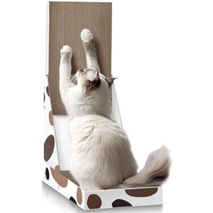 ComSaf Tiragraffi per gatti, in cartone, con scatola, per raccogliere scarti senza disordine, a forma di L, verticale, per gatti interni, protegge mobili da parete e divano