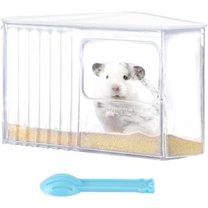 Marchul Contenitore per bagno con sabbia per criceti, stabile, triangolare, per criceti, vasca da bagno con paletta per la pulizia, facile da pulire (bianco, 23 x 13,2 x 15 cm)