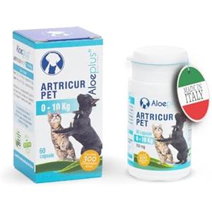 ALOEPLUS Artricur Pet Integratore Articolazioni Cane e Gatto 0-10 Kg - 100% Naturale con Aloe Arborescens BIO, Spirulina, Boswellia e Artiglio del Diavolo, Rinforza e Protegge, 60 Capsule