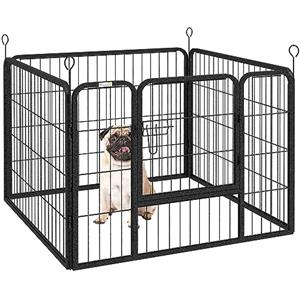 PawHut Recinto per Cani Pieghevole in Metallo, per Interno ed Esterno con Porta con Catenaccio e Picchetti, 82x82x60cm Grigio