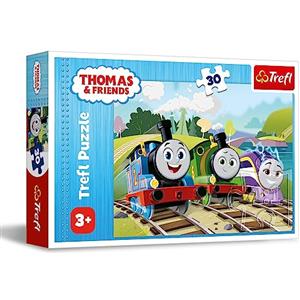 Trefl - Thomas and Friends, Thomas alegre - Puzle de 30 piezas - Puzle de colores con los personajes de la serie infantil sobre locomotoras, Juego para niños a partir de 3 años