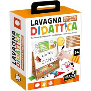 Headu - Lavagna Didattica Magnetica e in Legno - Ricco Kit Educativo per Imparare a Leggere, Scrivere e Contare con Il Metodo Montessori, Giochi Educativi 3 4 5 6 Anni, Lavagnetta in Legno Magnetica