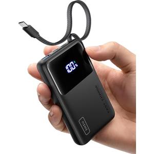 INIU 45W Power Bank, 10000mAh Ricarica Rapida Powerbank con Cavo USB C Integrati, USB C In&Out PD3.0 QC4.0 Caricatore Portatile per iPhone 17 16 15 14 13 Pro Xiaomi Samsung Huawei iPad Pro etc