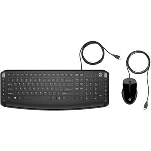 HP Pavilion 200 Tastiera e Mouse USB, Tasti Scelta Rapida e Multimediali, Indicatore LED Blocco Maiuscole/Numeri e Tasti Scorrimento, Poggiapolsi Incorporato, DPI 1600, Design Sottile, Nero
