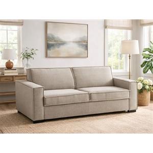 Dmora Talamo Italia - Divano fisso 2 posti Carol, Sofà Soggiorno in tessuto, con Braccioli slim, 100% Made in Italy, Cm 160x95h90, Tortora