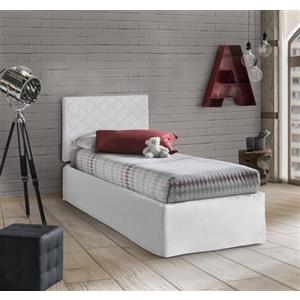 Talamo Italia Letto Singolo Cleofe, Set Testata in Ecopelle con Rete Ortopedica e mantovana, 100% Made in Italy, Adatta a Letto Singolo, per Materasso da Cm 80x190, Bianco