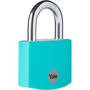 Yale Lucchetto in alluminio YE3B/38/119/1/TE verde acqua, corpo 38mm, arco in acciaio, 3 chiavi