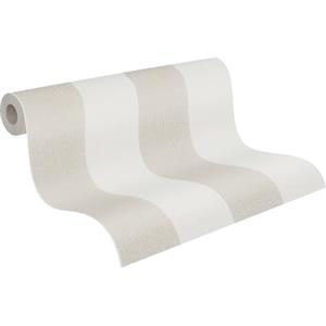 A.S. Création Vliestapete Scandinavian Blossum Tapete mit textilartiger Oberfläche Blockstreifentapete 10,05 m x 0,53 m beige braun creme Made in Germany 948342 9483-42