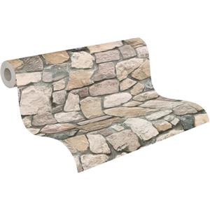 A.S. Création Dekora 692412 6924-12 - Carta da parati in carta da parati ecologica con pietra naturale, 10,05 m x 0,53 m, colorata, crema, grigio, Made in Germany, traspirante, regola l'umidità,