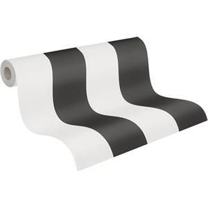 A.S. Création Carta da parati in tessuto non tessuto - a righe in nero e bianco - Carta parati per diverse stanze - Carta da parete in 10,05 m x 0,53 m
