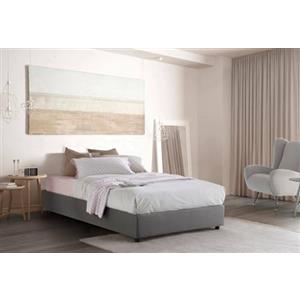 Talamo Italia Letto Piazza e Mezza Camilla, Letto Contenitore con Rivestimento in Tessuto, 100% Made in Italy, Apertura Laterale, Adatto per Materasso Cm 120x190, Grigio