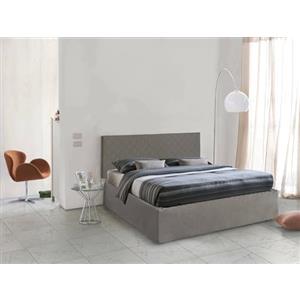 Talamo Italia - Letto piazza e mezza Camilla, Letto contenitore con rivestimento in tessuto, 100% Made in Italy, Apertura laterale, adatto per materasso Cm 120x190, Bianco