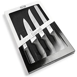 Sanelli Linea Skin Confezione coltelli Professionali Chef 4 pz, Acciaio Inox