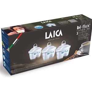 LAICA bi-flux® Coffee & Tea Filtro per Acqua - Speciale Formulazione per Ridurre il Calcare e Preserva i Sali Minerali Utili all'Organismo - 3 Mesi di Acqua Filtrata (3 Filtri x 150L) - Made in Italy