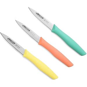 Arcos Nova, Set Coltello Sbucciare, Acciaio Inossidabile NITRUM 85 mm, Manico Polipropilene in 3 colori
