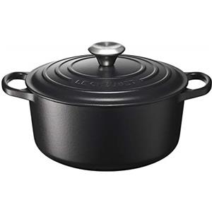 Le Creuset Cocotte rotonda Evolution in ghisa vetrificata con Coperchio, diameter 24 cm, Nero Matt, 21177240000430
