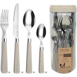 Amefa 2260LIT000C40 Paille-Servizio di Posate 24 Pezzi, Colore: Tortora, Acciaio Inossidabile, Grigio