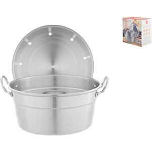 HOME Fornetto Gas Alluminio Cm24 con Coperchio Pentole e Preparazione Cucina, Grigio
