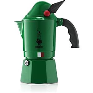 Bialetti Caffettiera New Break Alpina, Manico Anti Scottatura, In Onore Del Corpo Degli Alpini, Non Adatta a Induzione, 3 Tazze (130 ml), Alluminio, Verde