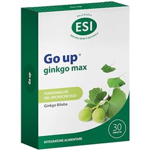 ESI - Go Up GinkgoMax, Integratore Alimentare a Base di Ginkgo Biloba, Favorisce le Funzionalità Cognitive e il Corretto Microcircolo, Senza Glutine e Vegetariano, 30 Ovalette
