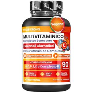 Vitastrong. Multivitaminico Completo Vitastrong Qualità Premium, 13 Vitamine Essenziali ad Alto Dosaggio, Multivitaminico Uomo e Donna Made in Italy, Integratore Multivitaminico Puro e Certificato, Multivitamin