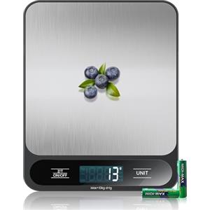 izeyu 【10KG&Acciaio Inox】Bilancia Cucina Digitale, Elettronica Bilancia Alimenti con Funzione Tare, Alta Precisione 1g/0.1oz, Facile da Pulire, Batterie Incluse