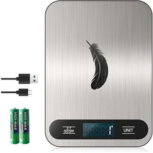 izeyu [ Ricaricabile & 15KG ] Bilancia Cucina Digitale, USB C Elettronica Bilancia da Cucina,Alta Precisione 1g/0.1oz Bilancia Alimenti, Professionale con Funzione Tare, Batterie Incluse (B8)