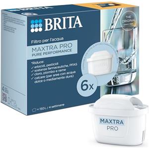 BRITA Filtro acqua rubinetto MAXTRA PRO Pure Performance (ex All-in-1) - riduce cloro, calcare, PFAS e metalli, filtro originale compatibile con caraffa acqua filtrante, pack of 6
