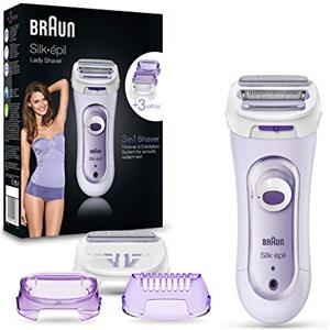 Braun Silk-épil Rasoio Elettrico Donna, Rifinitore di precisione, Sistema Esfoliante, 3 Accessori Inclusi, Sistema Senza Fili, Idea Regalo, LS5-560 Viola